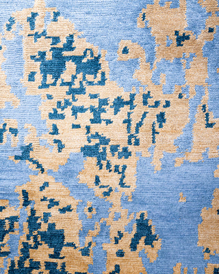 Contemporary Modern Hand Knotted Abstract Silk Gold Area Rug 8' 10" x 11' 9"