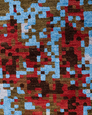 Traditional Ikat Hand Knotted Abstract Silk & Wool Blend Red Area Rug 8' 1" x 10' 0"