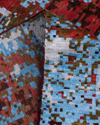 Traditional Ikat Hand Knotted Abstract Silk & Wool Blend Red Area Rug 8' 1" x 10' 0"