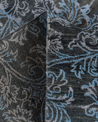 Traditional Ikat Hand Knotted Abstract Silk & Wool Blend Gray Area Rug 9' 0" x 12' 2"