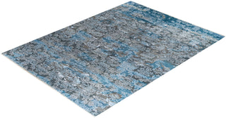 Traditional Ikat Hand Knotted Abstract Silk & Wool Blend Gray Area Rug 9' 0" x 12' 2"