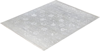 Traditional Ikat Hand Knotted Abstract Silk & Wool Blend Gray Area Rug 8' 0" x 10' 2"