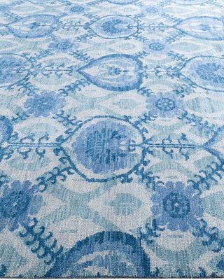 Contemporary Modern Hand Knotted Floral Silk Ivory Area Rug 9' 1" x 12' 3"