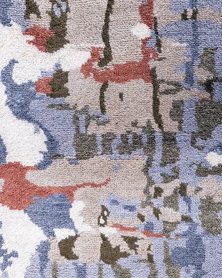 Traditional Ikat Hand Knotted Abstract Silk Gray Area Rug 8' 2" x 10' 2"