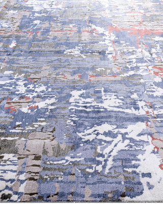 Traditional Ikat Hand Knotted Abstract Silk Gray Area Rug 8' 2" x 10' 2"