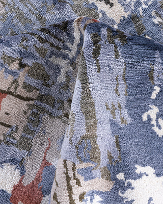 Traditional Ikat Hand Knotted Abstract Silk Gray Area Rug 8' 2" x 10' 2"