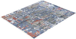 Traditional Ikat Hand Knotted Abstract Silk Gray Area Rug 8' 2" x 10' 2"