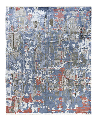 Traditional Ikat Hand Knotted Abstract Silk Gray Area Rug 8' 2" x 10' 2"
