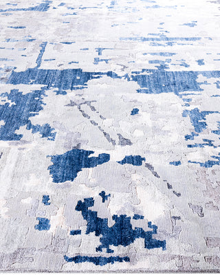 Contemporary Modern Hand Knotted Abstract Silk & Wool Blend Gray Area Rug 9' 1" x 12' 0"