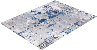 Contemporary Modern Hand Knotted Abstract Silk & Wool Blend Gray Area Rug 9' 1" x 12' 0"
