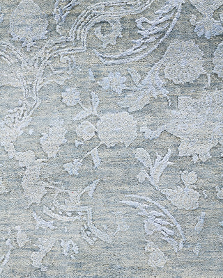 Traditional Ikat Hand Knotted Abstract Silk & Wool Blend Gray Area Rug 9' 3" x 11' 10"