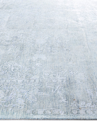 Traditional Ikat Hand Knotted Abstract Silk & Wool Blend Gray Area Rug 9' 3" x 11' 10"