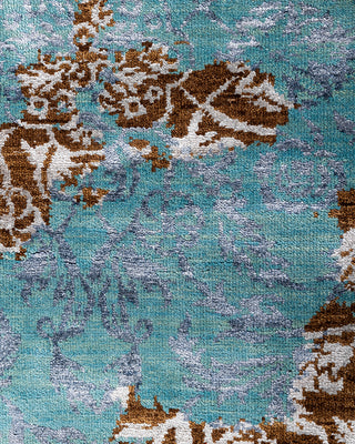 Traditional Ikat Hand Knotted Abstract Silk & Wool Blend Brown Area Rug 9' 0" x 12' 1"