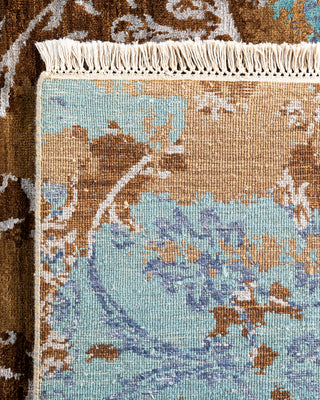 Traditional Ikat Hand Knotted Abstract Silk & Wool Blend Brown Area Rug 9' 0" x 12' 1"