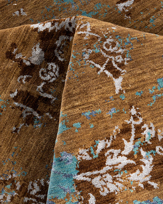 Traditional Ikat Hand Knotted Abstract Silk & Wool Blend Brown Area Rug 9' 0" x 12' 1"