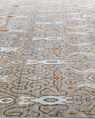 Traditional Ikat Hand Knotted Floral Silk & Wool Blend Brown Area Rug 8' 1" x 10' 2"