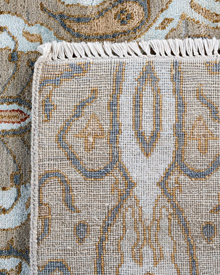 Traditional Ikat Hand Knotted Floral Silk & Wool Blend Brown Area Rug 8' 1" x 10' 2"