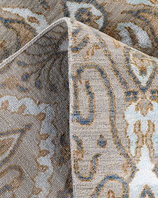 Traditional Ikat Hand Knotted Floral Silk & Wool Blend Brown Area Rug 8' 1" x 10' 2"