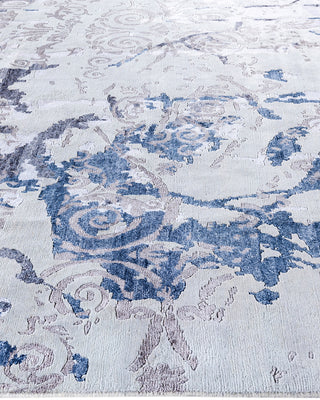 Contemporary Modern Hand Knotted Abstract Silk & Wool Blend Beige Area Rug 8' 1" x 10' 1"