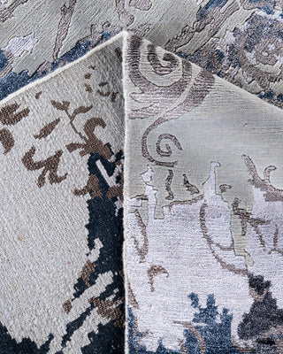 Contemporary Modern Hand Knotted Abstract Silk & Wool Blend Beige Area Rug 8' 1" x 10' 1"