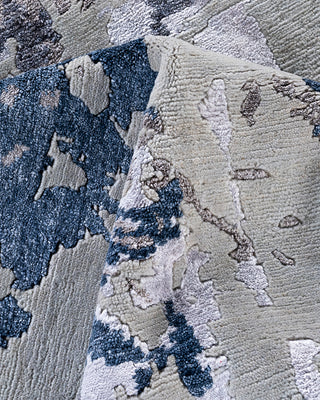 Contemporary Modern Hand Knotted Abstract Silk & Wool Blend Beige Area Rug 8' 1" x 10' 1"