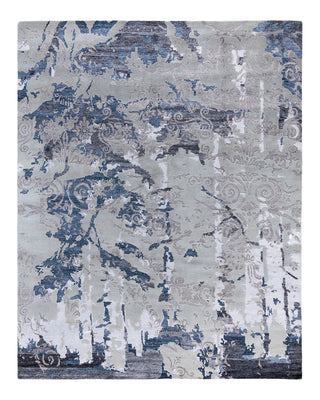 Contemporary Modern Hand Knotted Abstract Silk & Wool Blend Beige Area Rug 8' 1" x 10' 1"