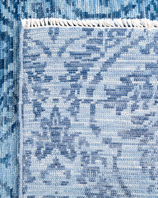 Contemporary Modern Hand Knotted Floral Wool Blue Area Rug 8' 1" x 10' 1"