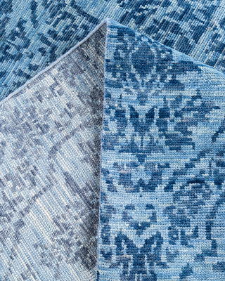 Contemporary Modern Hand Knotted Floral Wool Blue Area Rug 8' 1" x 10' 1"