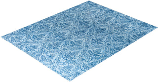 Contemporary Modern Hand Knotted Floral Wool Blue Area Rug 8' 1" x 10' 1"