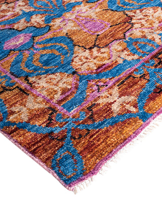Contemporary Modern Hand Knotted Floral Wool Pink Area Rug 7' 10" x 10' 0"