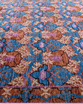 Contemporary Modern Hand Knotted Floral Wool Pink Area Rug 7' 10" x 10' 0"