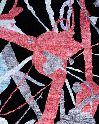 Contemporary Modern Hand Knotted Abstract Silk & Wool Blend Black Area Rug 9' 1" x 11' 10"