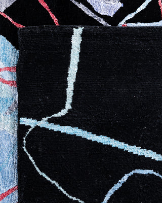 Contemporary Modern Hand Knotted Abstract Silk & Wool Blend Black Area Rug 9' 1" x 11' 10"