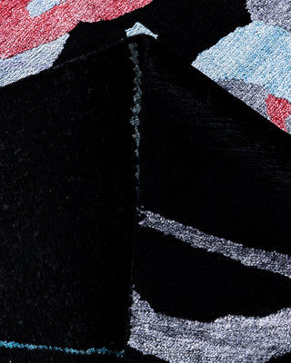 Contemporary Modern Hand Knotted Abstract Silk & Wool Blend Black Area Rug 9' 1" x 11' 10"