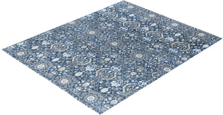 Traditional Floral Wool, Silk Hand Knotted Navy Area Rug 8' 0" x 10' 0"