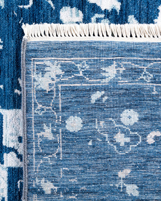 Traditional Ikat Hand Knotted Abstract Silk & Wool Blend Navy Area Rug 8' 2" x 9' 10"