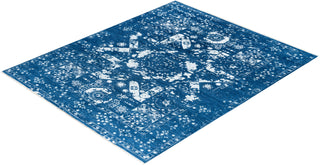 Traditional Ikat Hand Knotted Abstract Silk & Wool Blend Navy Area Rug 8' 2" x 9' 10"