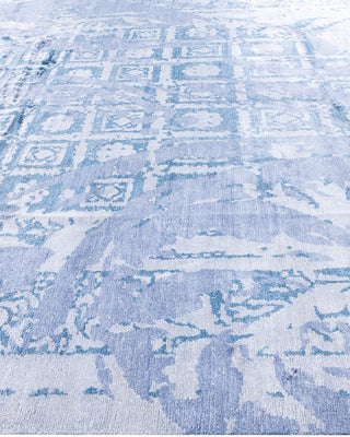 Contemporary Modern Hand Knotted Abstract Silk Purple Area Rug 9' 1" x 12' 3"