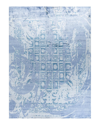 Contemporary Modern Hand Knotted Abstract Silk Purple Area Rug 9' 1" x 12' 3"