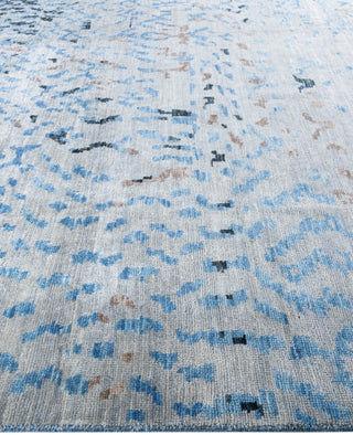 Traditional Abstarct Wool Hand Knotted Gray Area Rug 9' 1" x 12' 1"