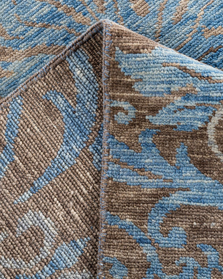 Contemporary Modern Hand Knotted Floral Wool Brown Area Rug 9' 2" x 12' 2"