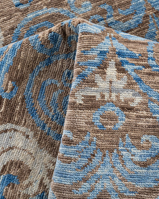 Contemporary Modern Hand Knotted Floral Wool Brown Area Rug 9' 2" x 12' 2"