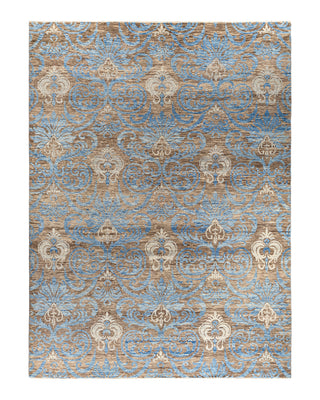 Contemporary Modern Hand Knotted Floral Wool Brown Area Rug 9' 2" x 12' 2"