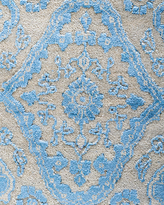 Traditional Ikat Hand Knotted Geometric Silk & Wool Blend Beige Area Rug 9' 3" x 12' 4"