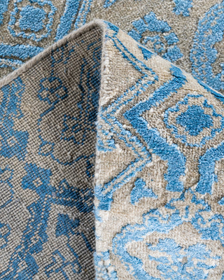 Traditional Ikat Hand Knotted Geometric Silk & Wool Blend Beige Area Rug 9' 3" x 12' 4"