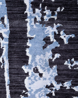 Contemporary Modern Hand Knotted Abstract Silk & Wool Blend Black Area Rug 8' 2" x 10' 1"