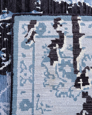 Contemporary Modern Hand Knotted Abstract Silk & Wool Blend Black Area Rug 8' 2" x 10' 1"