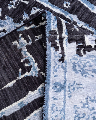 Contemporary Modern Hand Knotted Abstract Silk & Wool Blend Black Area Rug 8' 2" x 10' 1"