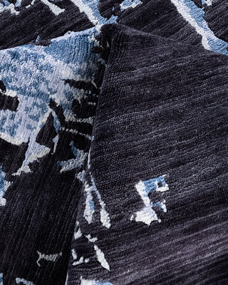 Contemporary Modern Hand Knotted Abstract Silk & Wool Blend Black Area Rug 8' 2" x 10' 1"