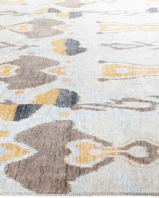 Traditional Ikat Hand Knotted Abstract Wool Beige Area Rug 9' 2" x 12' 4"